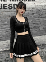 Jupe gothique femme jupe plissée en polyester académique noir