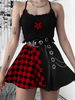 Jupe Gothique Femme Oeillets Noirs Mini Jupe Gothique Polyester