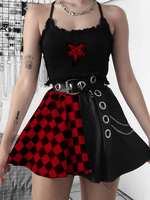 Jupe Gothique Femme Oeillets Noirs Mini Jupe Gothique Polyester