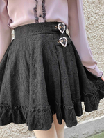 Jupe gothique lolita jupes lolita à volants et œillets noirs