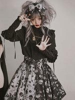 Jupe gothique Lolita SK Jupe Lolita noire sans manches à volants en polyester à lacets