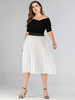 Jupe grande taille blanche taille élastique polyester longueur genou bas dété