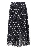 Jupe Grande Taille Femme Imprimés Pois en Mousselines Coupe Cintrée Elastique Bas Evasée Bicolores Sexy Vêtement Femme Grande Taille