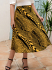 Jupe grande taille pour femme avec passepoil géométrique taille surélevée jupe longue décontractée en polyester