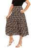 Jupe grande taille pour femme imprimé floral en polyester plissé longueur mi-mollet jupe dété noire