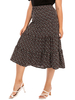 Jupe grande taille pour femme imprimé floral en polyester plissé longueur mi-mollet jupe dété noire