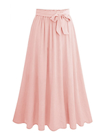 Jupe grande taille pour femme Jupe longue en mousseline de soie à nœuds plissés