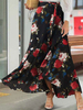 Jupe grande taille pour femme Jupe longue noire en polyester à imprimé floral