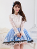 Jupe Lolita bleue douse séduisante en polyester impression avec dentelle Déguisements Halloween