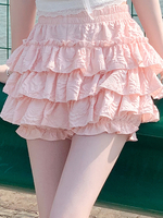 Jupe Lolita courte rose à volants