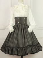 Jupe Lolita douse parfaite en coton mélangé avec rayure et dentelle Déguisements Halloween