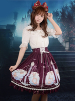 Jupe lolita excellente douse en chiffon impression à volants Déguisements Halloween