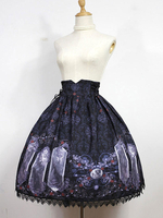 Jupe lolita excellente rococo en polyester impression plissée Déguisements Halloween