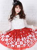 Jupe lolita excellente rouge douse en polyester imprimé avec dentelle Déguisements Halloween