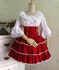 Jupe lolita excellente rouge rococo en 100% coton bicolore avec ruban Déguisements Halloween
