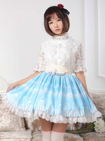 Jupe Lolita fantastique Polyester bleu volant pour femmes Déguisements Halloween