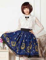 Jupe lolita kawaiii court bleu foncée avec dentelle Déguisements Halloween