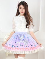 Jupe Lolita Lavender Rose séduisante en polyester impression avec dentelle Déguisements Halloween