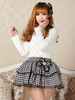 Jupe Lolita noire avec dentelle à carreaux et noeud écossais Classic Lolita Déguisements Halloween