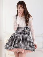 Jupe Lolita noire blanche douse excellente en polyester impression avec dentelle Déguisements Halloween