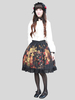 Jupe lolita noire en coton imprimé fleuri à volant vertical Déguisements Halloween