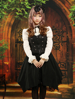 Jupe lolita noire gothique dos nus cordon à carreaux Déguisements Halloween