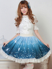 Jupe Lolita Paon bleu foncée douse magnifique en polyester impression avec dentelle Déguisements Halloween