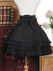 Jupe lolita parfaite noire douse en popeline unicolore à volants Déguisements Halloween