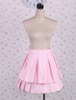 Jupe Lolita plissée rose en coton avec nœud de papillon Déguisements Halloween