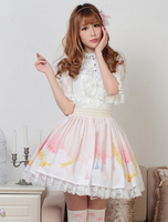 Jupe Lolita rose claire douse parfaite en polyester impression avec dentelle Déguisements Halloween