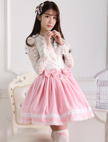 Jupe Lolita rose douse séduisante en coton impression avec dentelle Déguisements Halloween