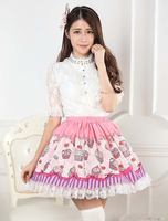 Jupe lolita rose en polyester imprimé Déguisements Halloween