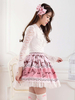 Jupe lolita rose en polyester imprimé avec dentelle Déguisements Halloween