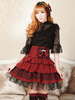 Jupe Lolita rouge à carreaux à lacets classique Lolita SK à volants Déguisements Halloween