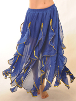 Jupe longue danse orientale élégante; mousseline de soie froissée bleue Déguisements Halloween