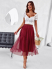 Jupe Longue en Mousseline Femme Bas Evasée Unicolore