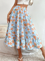 Jupe Longue Femme Imprimé Fleurie Bas Evasée