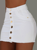 Jupe Moulante Femmes en Denim Courte Unicolore Décoration avec Boutons Sexy Coupe Cintrée Jupe Moulante Femmes