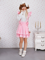 Jupe multi-couches Lolita en coton rose avec Polka Déguisements Halloween