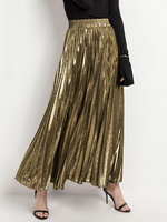 Jupe Pour Femme Argent Rayures Plissées Glamour Une Taille Surélevée Longue Décontracté