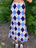 Jupe pour femme avec passepoil bleu à carreaux en polyester