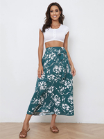Jupe Pour Femme Bleu Vert Imprimé Floral Polyester Automne Et Hiver Femme Bas