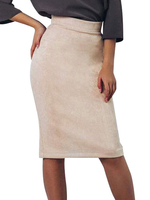Jupe pour femme en daim abricot longueur au genou automne et hiver femmes bas