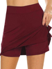 Jupe pour femme en polyester bordeaux; bas occasionnels irréguliers