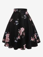 Jupe Pour Femme Noir Imprimé Court Taille Rehaussée Couches Vintage Femmes Bas