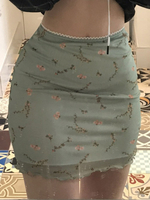 Jupe pour femme Sage Piping Floral Imprimé Polyester Taille courte surélevée Bas évasé extensible