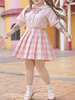 Jupe Sanrio Authorized Douce Lolita SK Motif à carreaux rose Drapé Lolita Minijupes