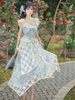 Jupe sans manches à imprimé floral en dentelle bleu ciel clair Lolita Outfits