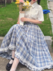 Jupe évasée à carreaux Sweet Lolita SK Jupes Lolita bleu bébé