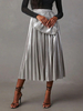 Jupes argent taille Haute Chic automne mi-mollet bas femmes